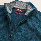 Maglione Full Zip in Lambswool Mouliné  dettaglio - Atlantic Deep