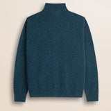 Maglione Full Zip in Lambswool Mouliné  retro - Atlantic Deep