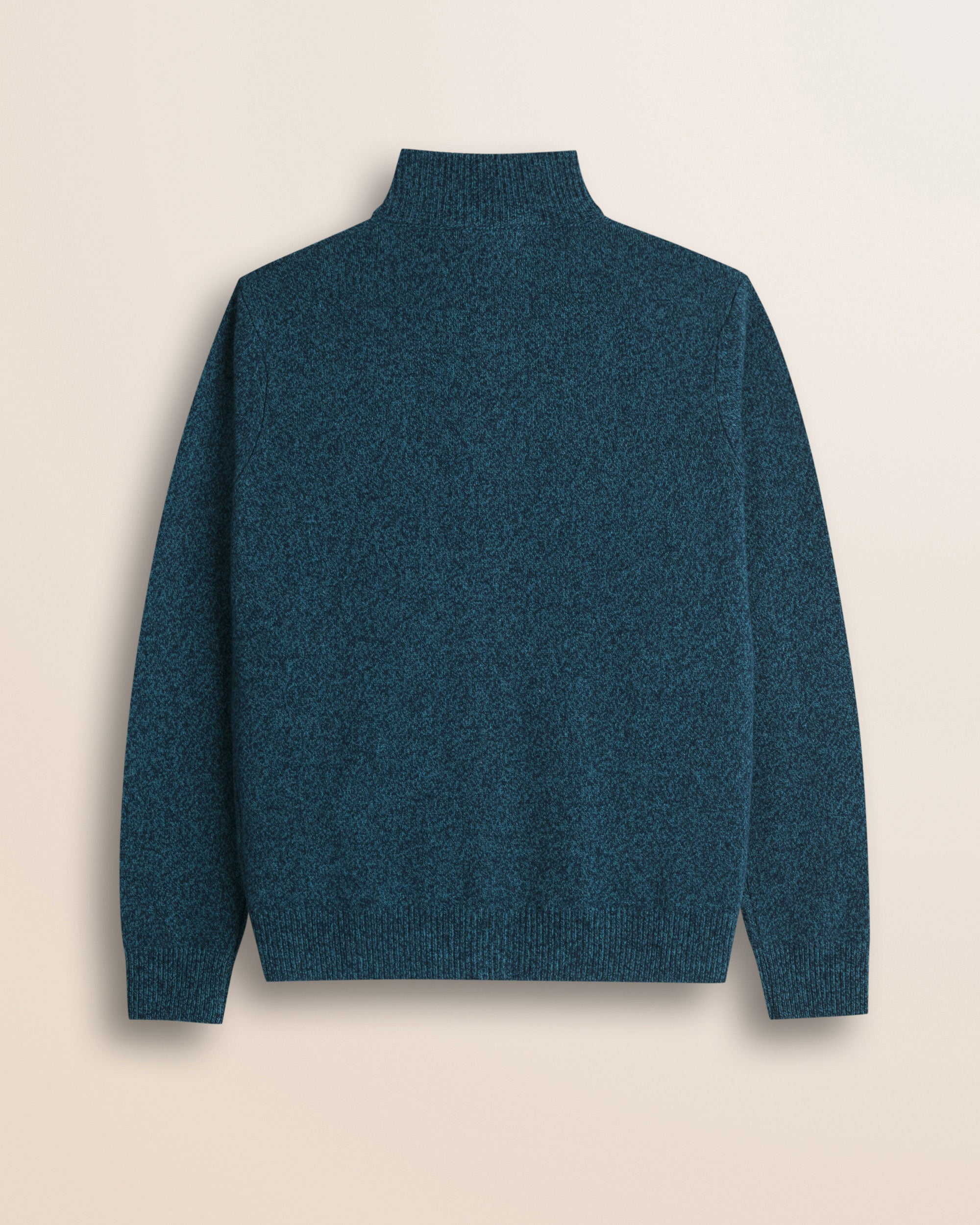 Maglione Full Zip in Lambswool Mouliné  retro - Atlantic Deep