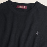 Maglia Girocollo in Cotone e Lana  dettaglio - Black
