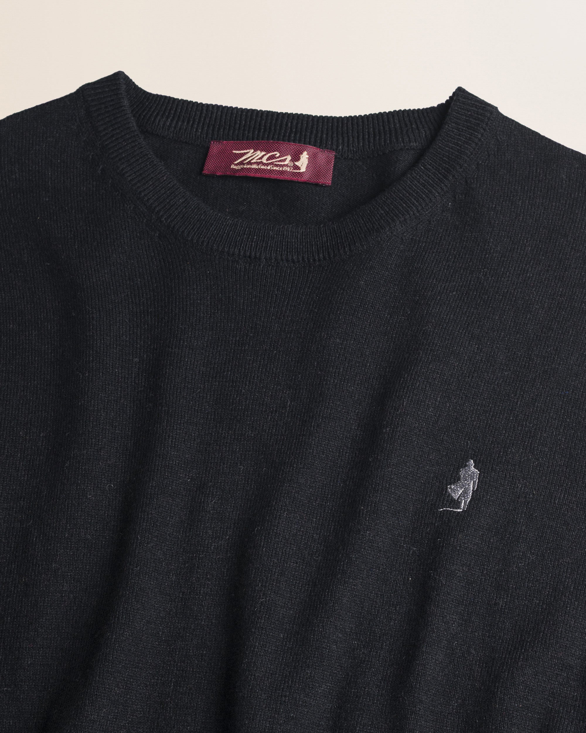 Maglia Girocollo in Cotone e Lana  dettaglio - Black