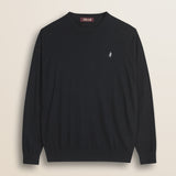 Maglia Girocollo in Cotone e Lana  fronte - Black