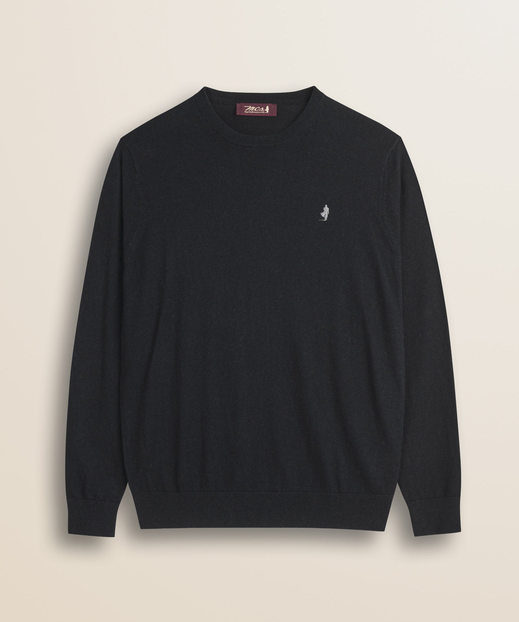 Maglia Girocollo in Cotone e Lana  fronte - Black