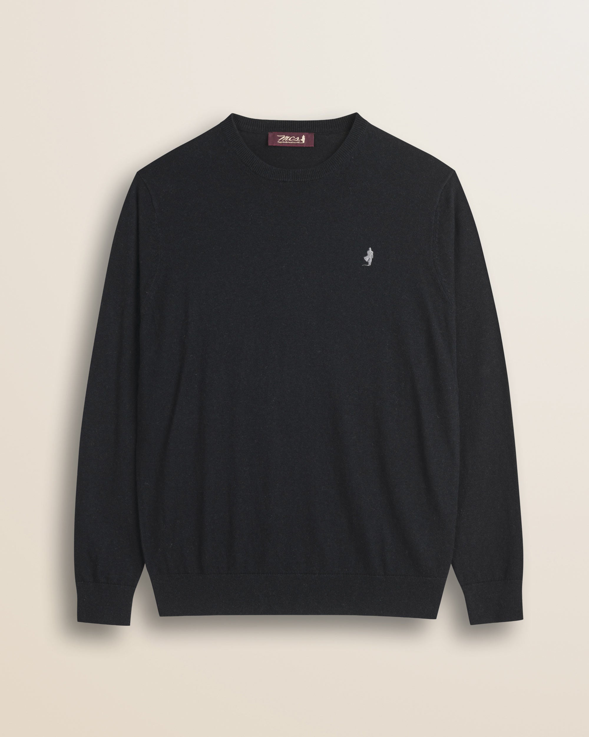 Maglia Girocollo in Cotone e Lana  fronte - Black