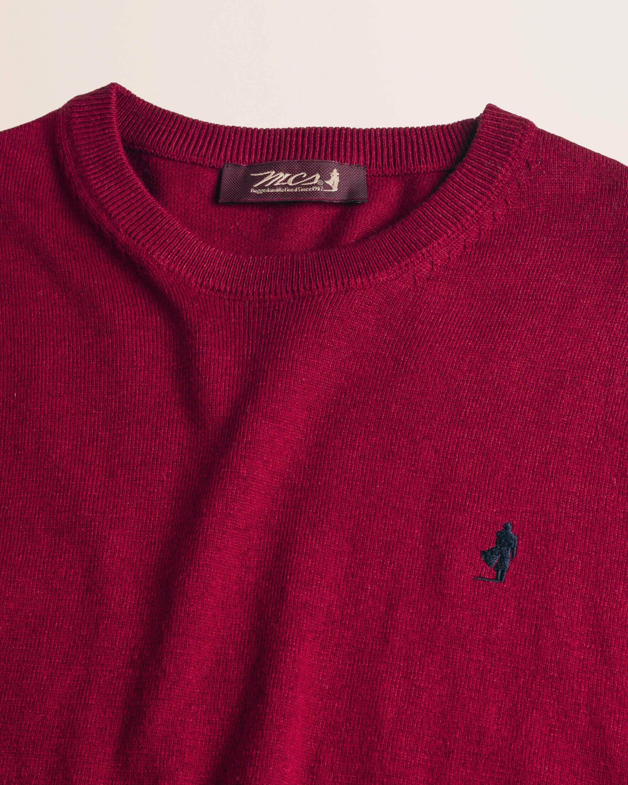 Maglia Girocollo in Cotone e Lana  dettaglio - Merlot