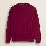 Maglia Girocollo in Cotone e Lana  fronte - Merlot