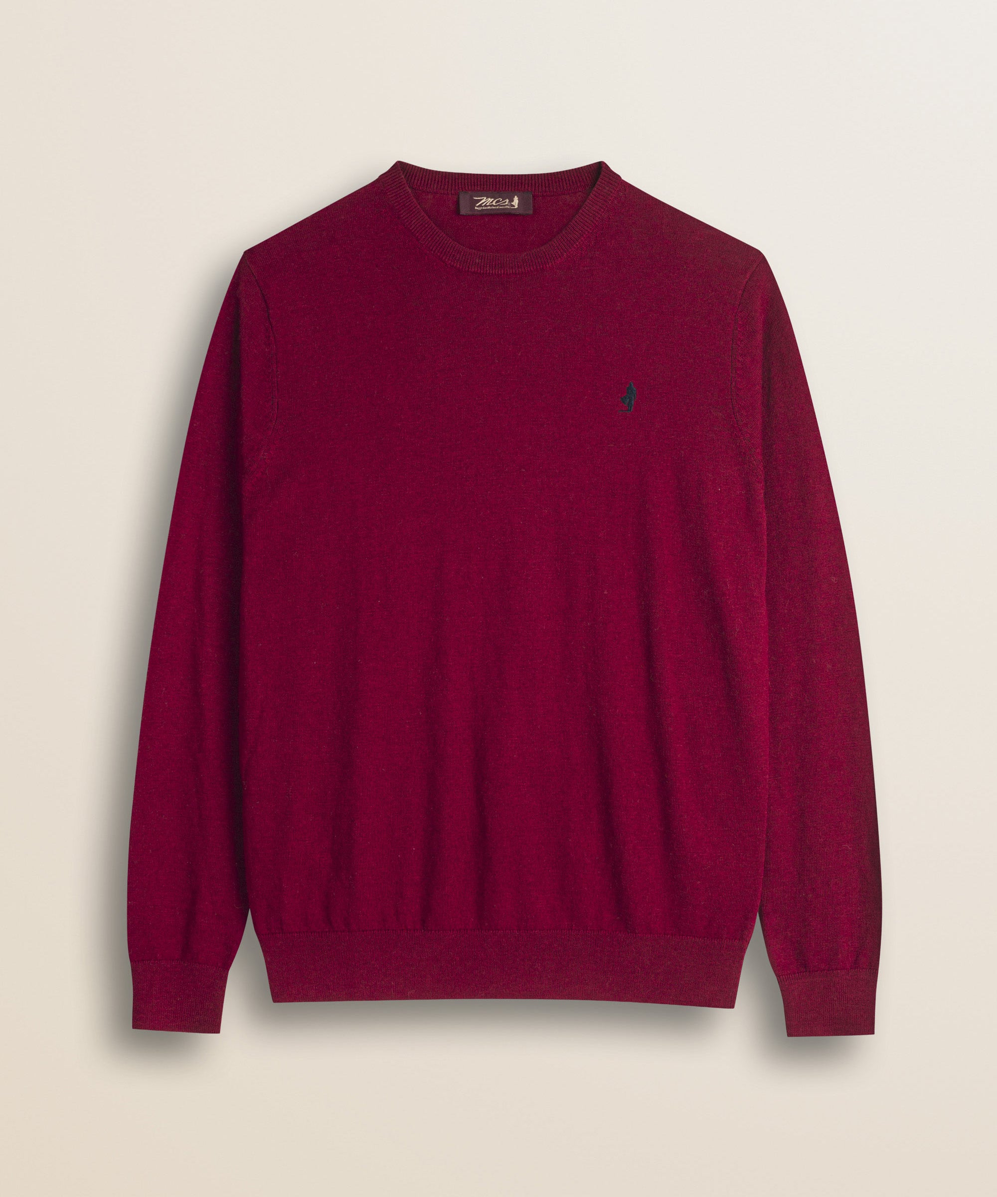 Maglia Girocollo in Cotone e Lana  fronte - Merlot