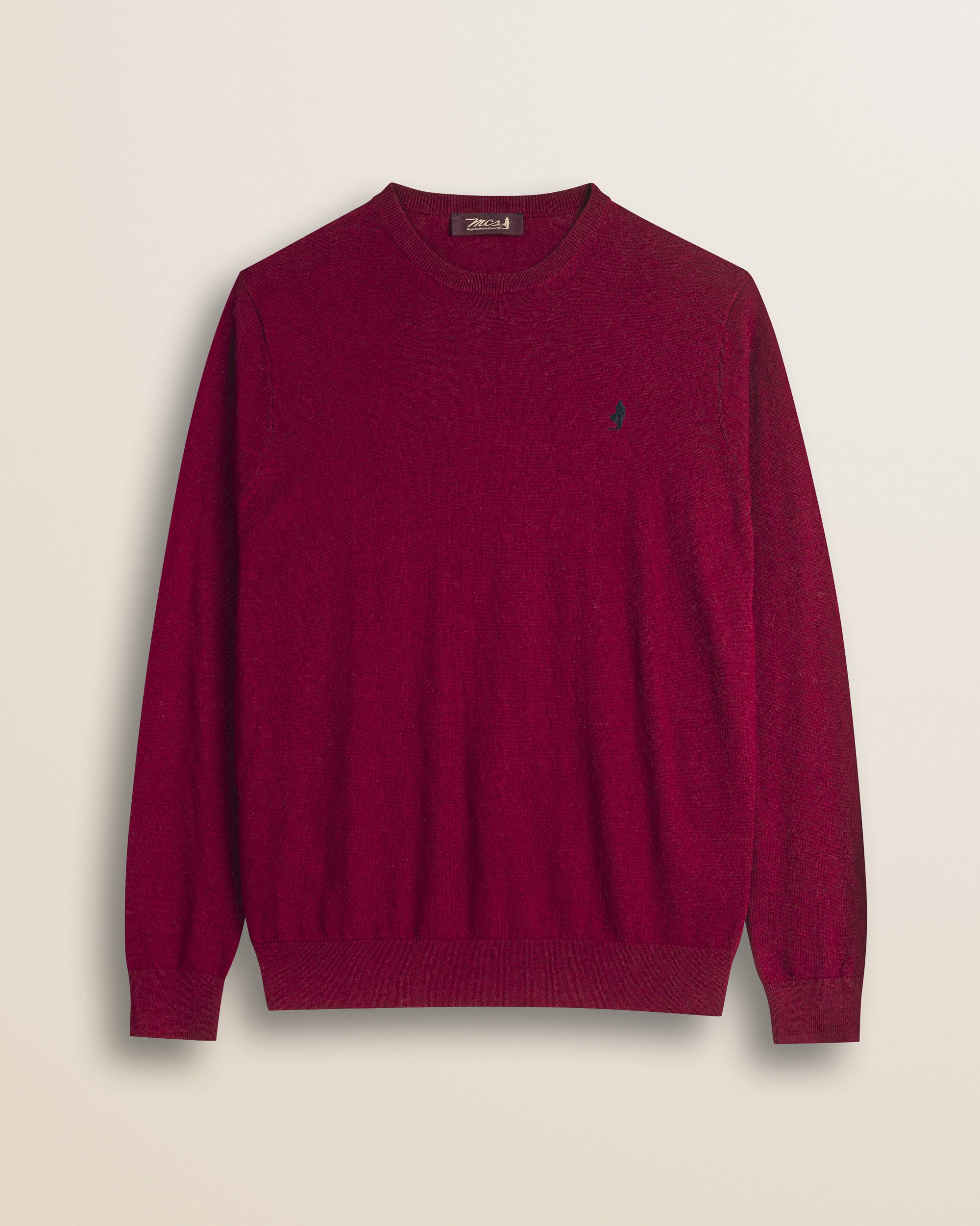 Maglia Girocollo in Cotone e Lana  fronte - Merlot