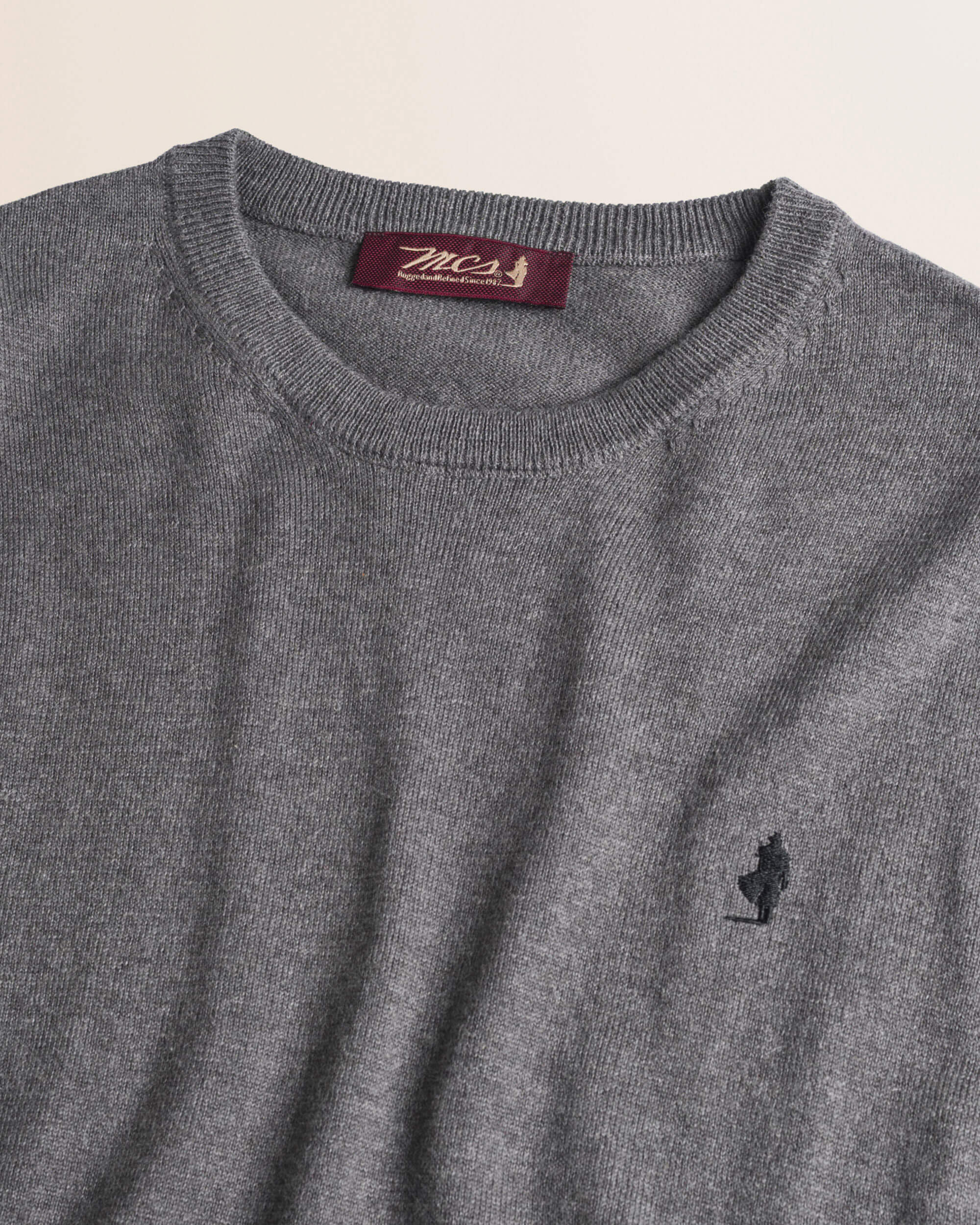 Maglia Girocollo in Cotone e Lana  dettaglio - Grey
