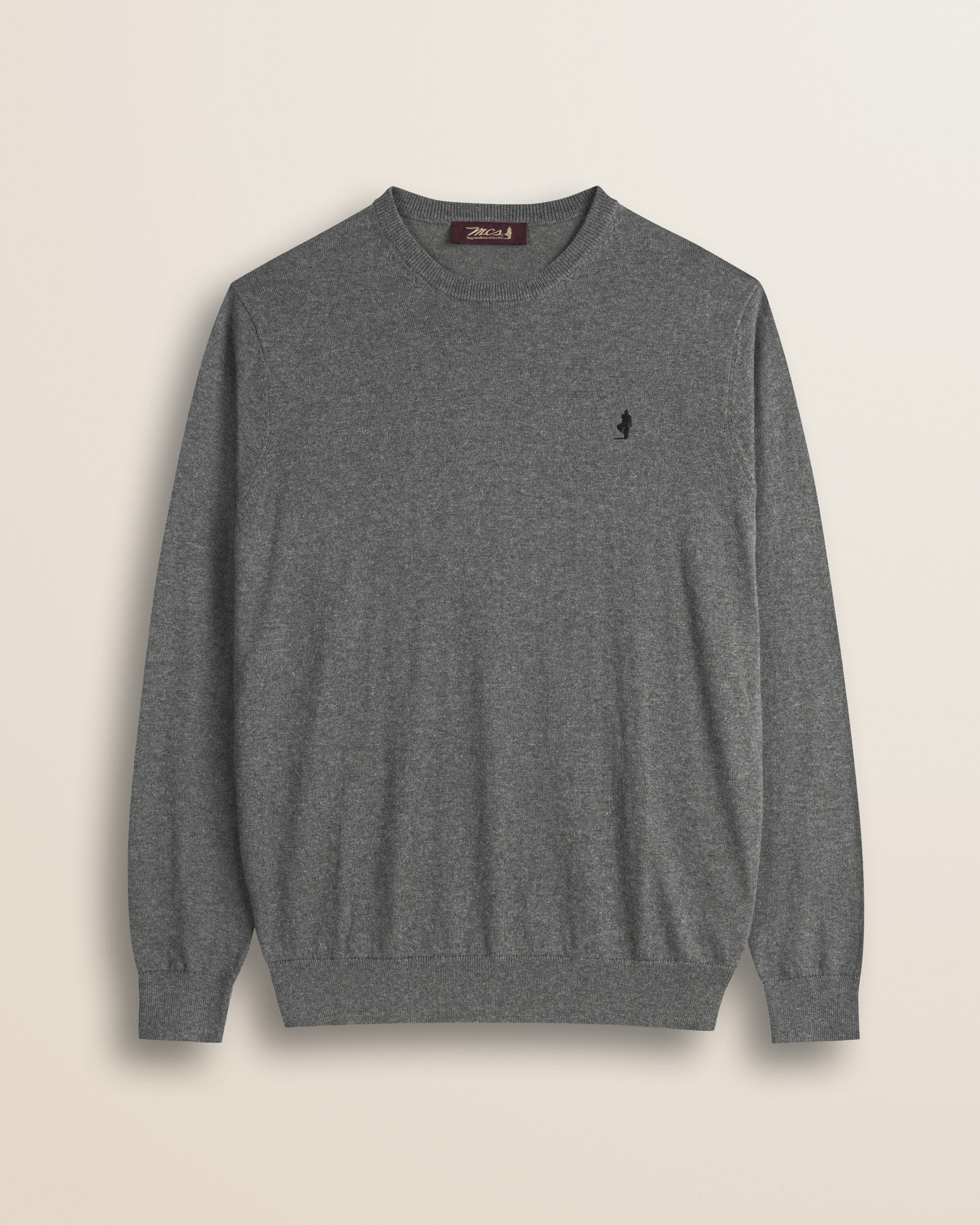 Maglia Girocollo in Cotone e Lana  fronte - Grey