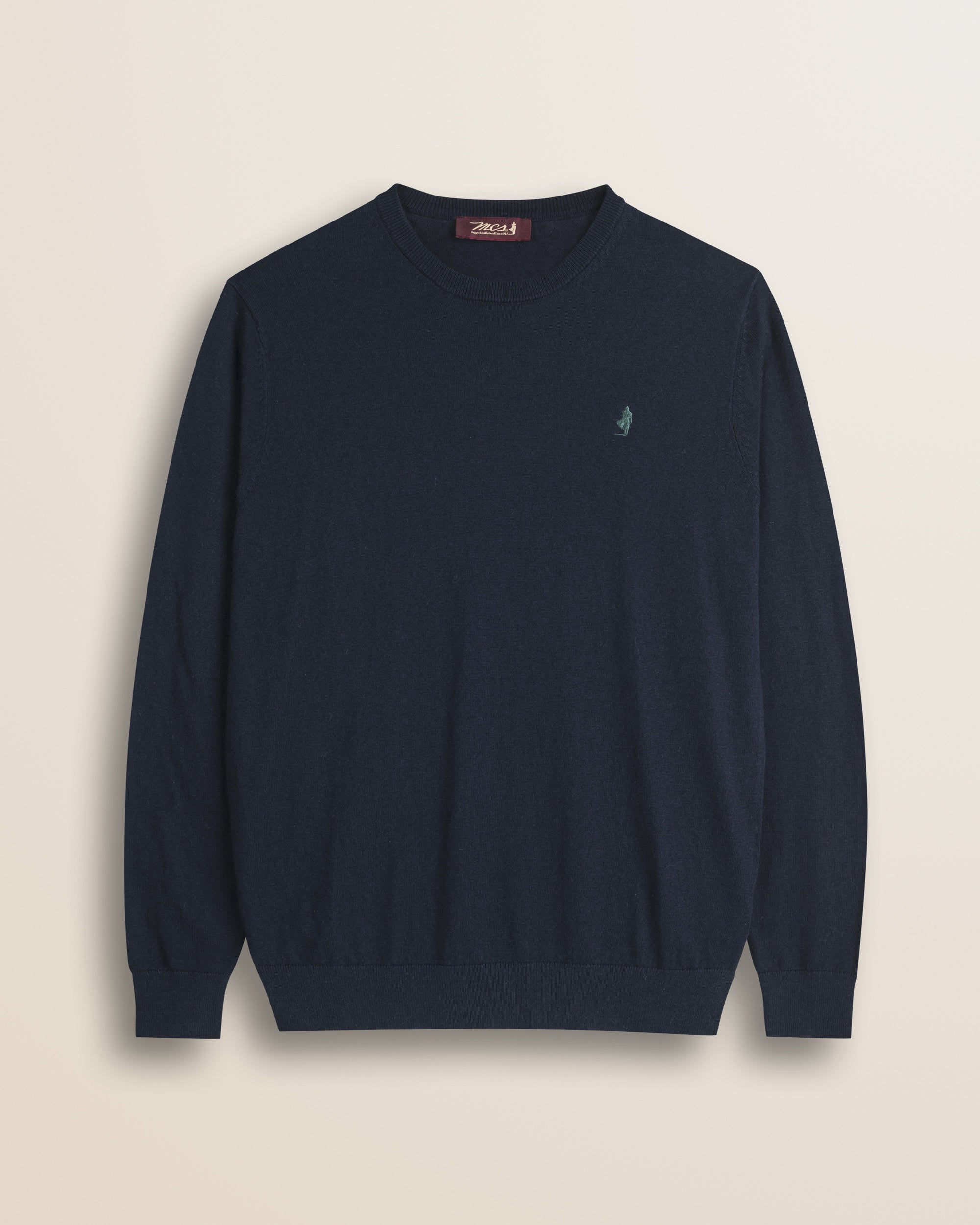 Maglia Girocollo in Cotone e Lana  fronte - Navy Blue