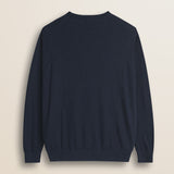 Maglia Girocollo in Cotone e Lana  retro - Navy Blue