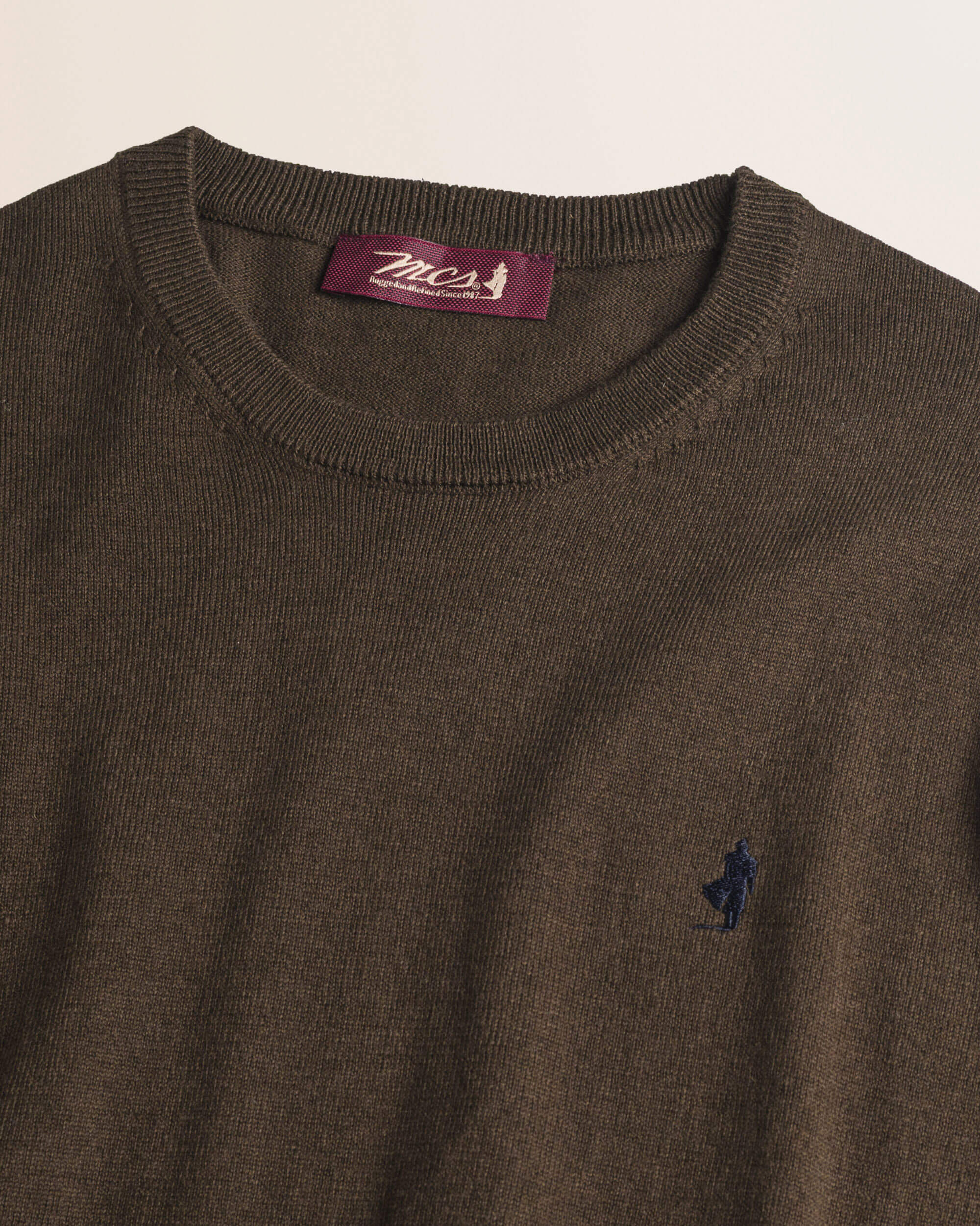 Maglia Girocollo in Cotone e Lana  dettaglio - Chocolate