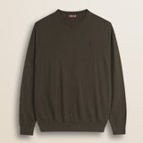 Maglia Girocollo in Cotone e Lana  fronte - Chocolate