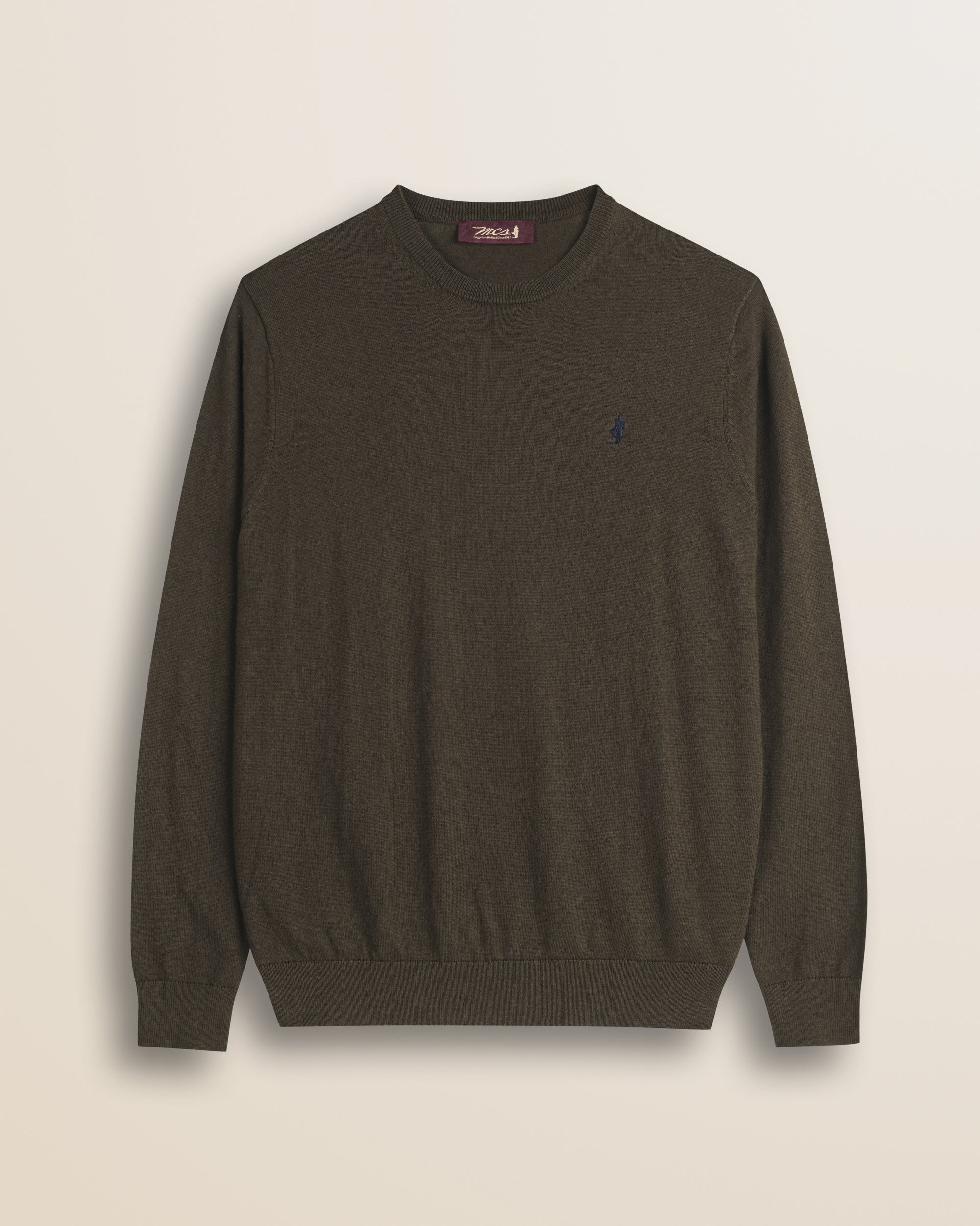 Maglia Girocollo in Cotone e Lana  fronte - Chocolate