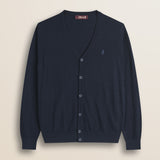 Cardigan in Cotone e Lana con Bottoni  fronte - Navy Blue