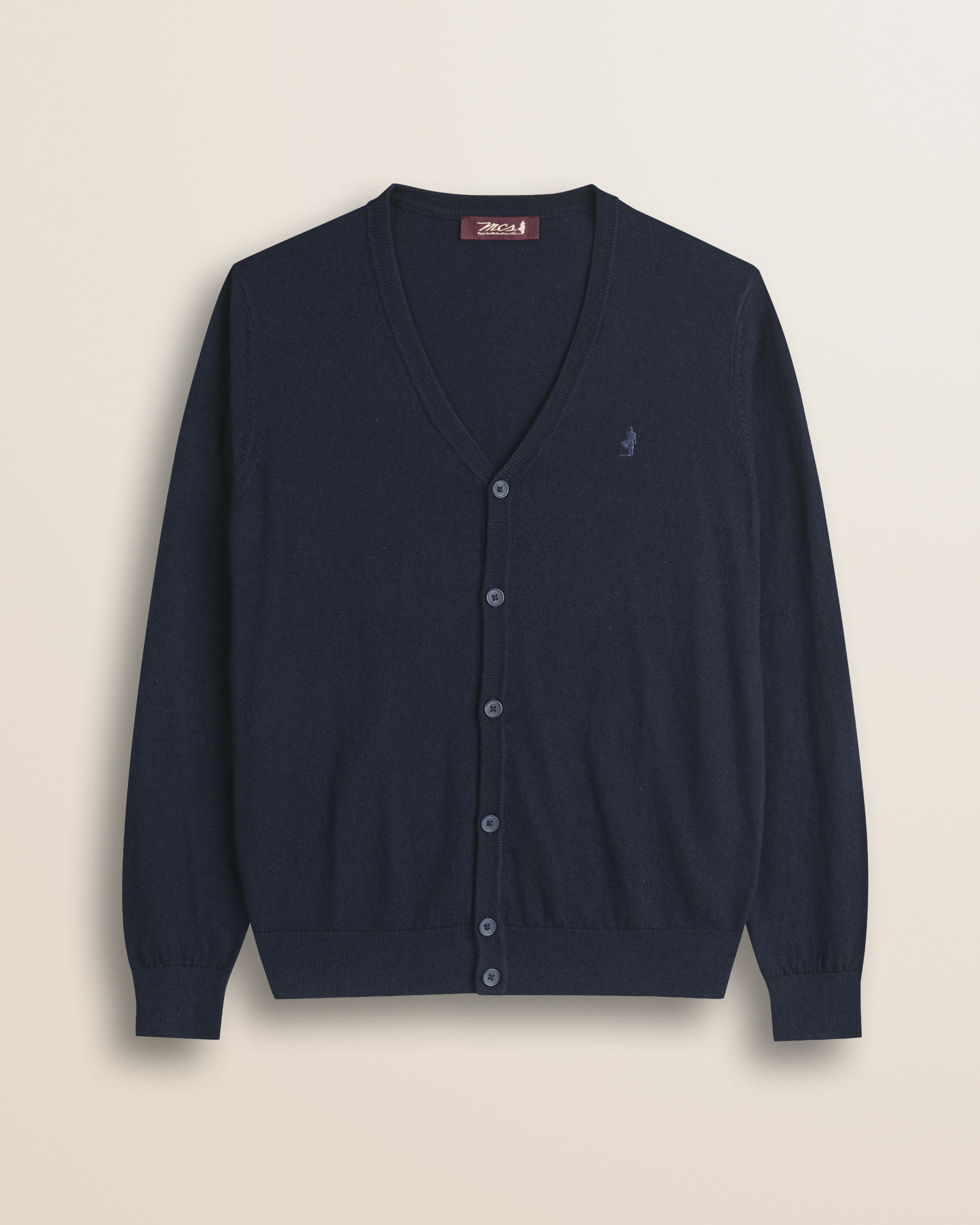 Cardigan in Cotone e Lana con Bottoni  fronte - Navy Blue