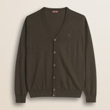 Cardigan in Cotone e Lana con Bottoni  fronte - Chocolate