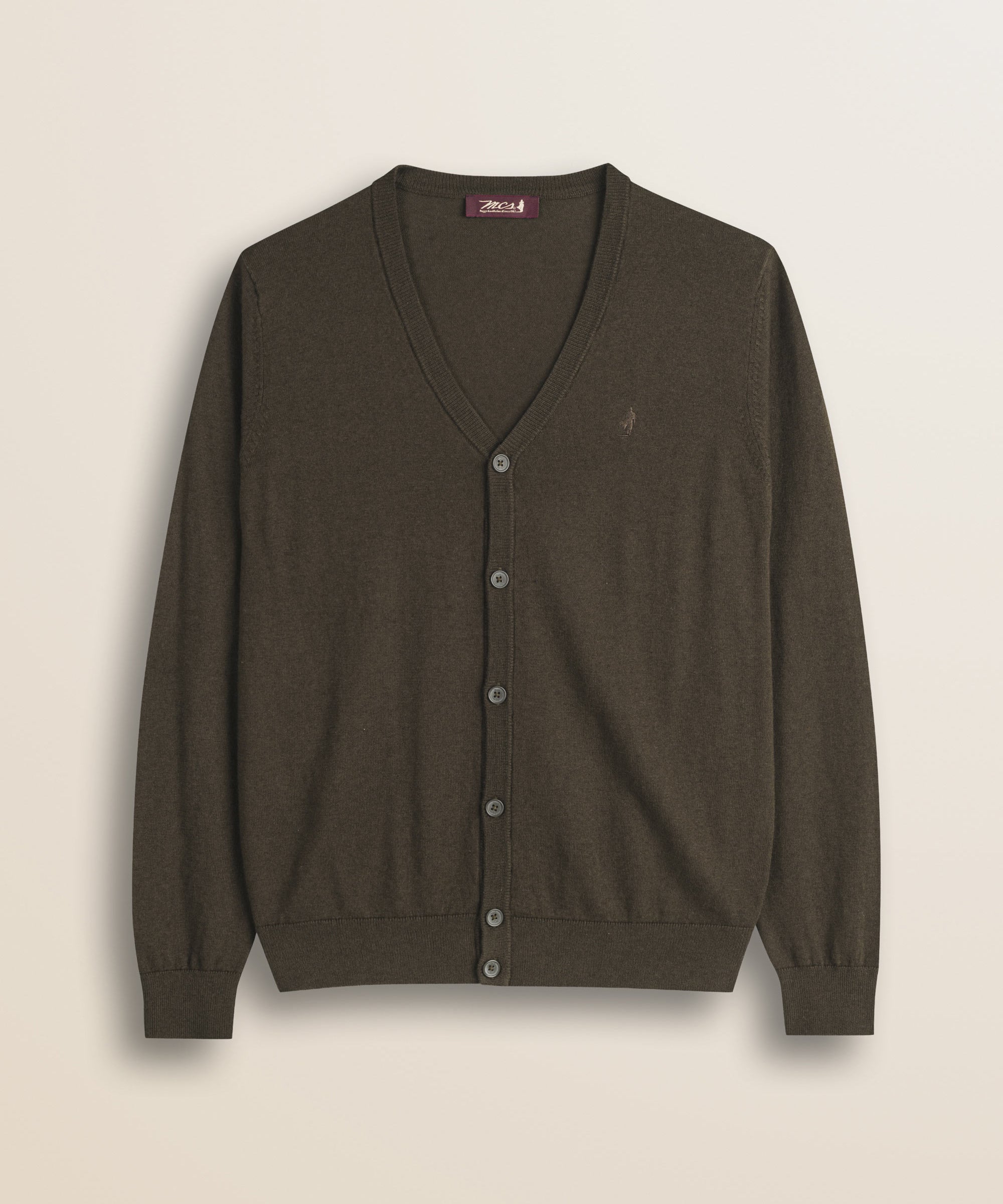 Cardigan in Cotone e Lana con Bottoni  fronte - Chocolate