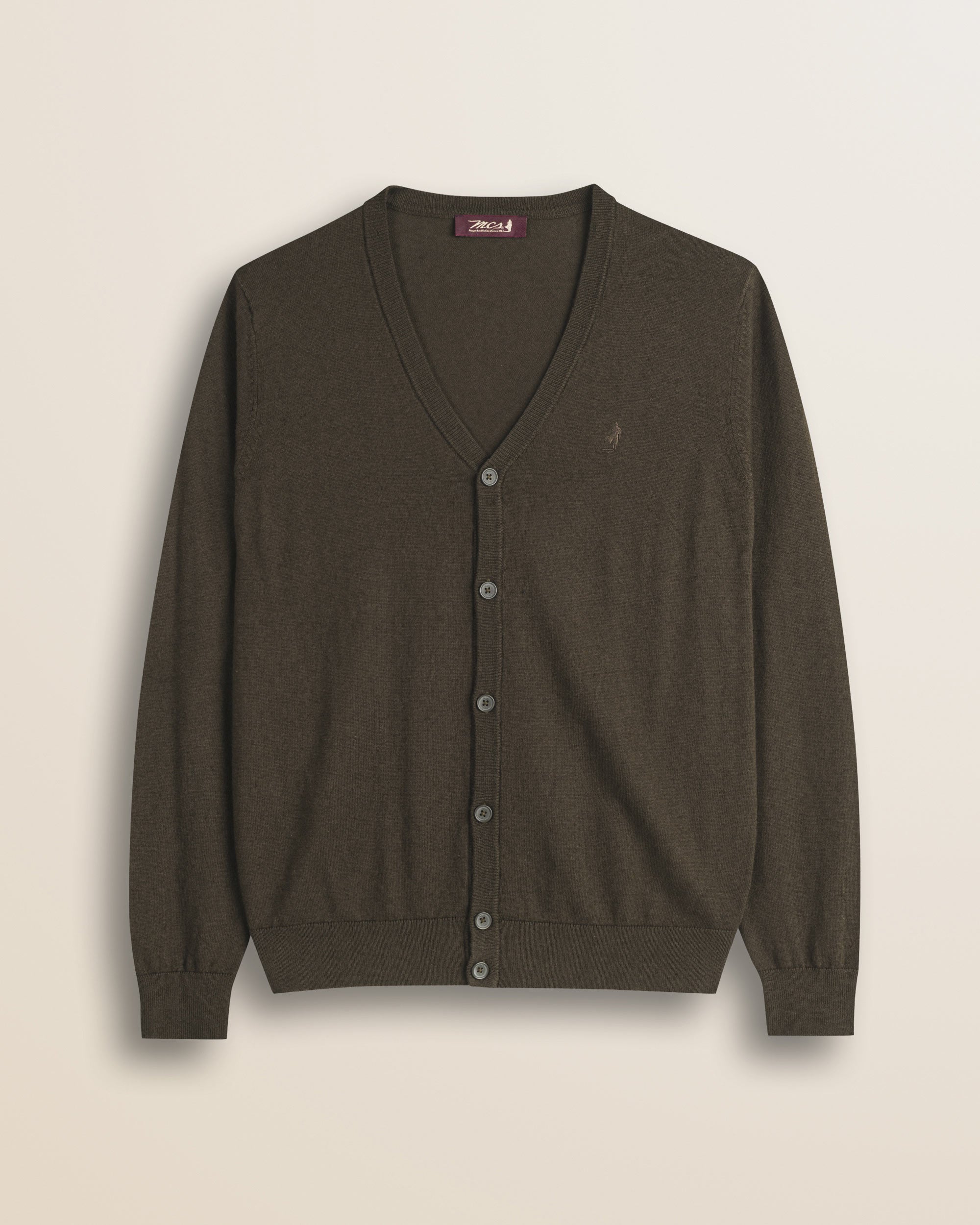 Cardigan in Cotone e Lana con Bottoni  fronte - Chocolate