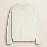 Maglione Girocollo a Trecce in Lambswool  retro - Gardenia