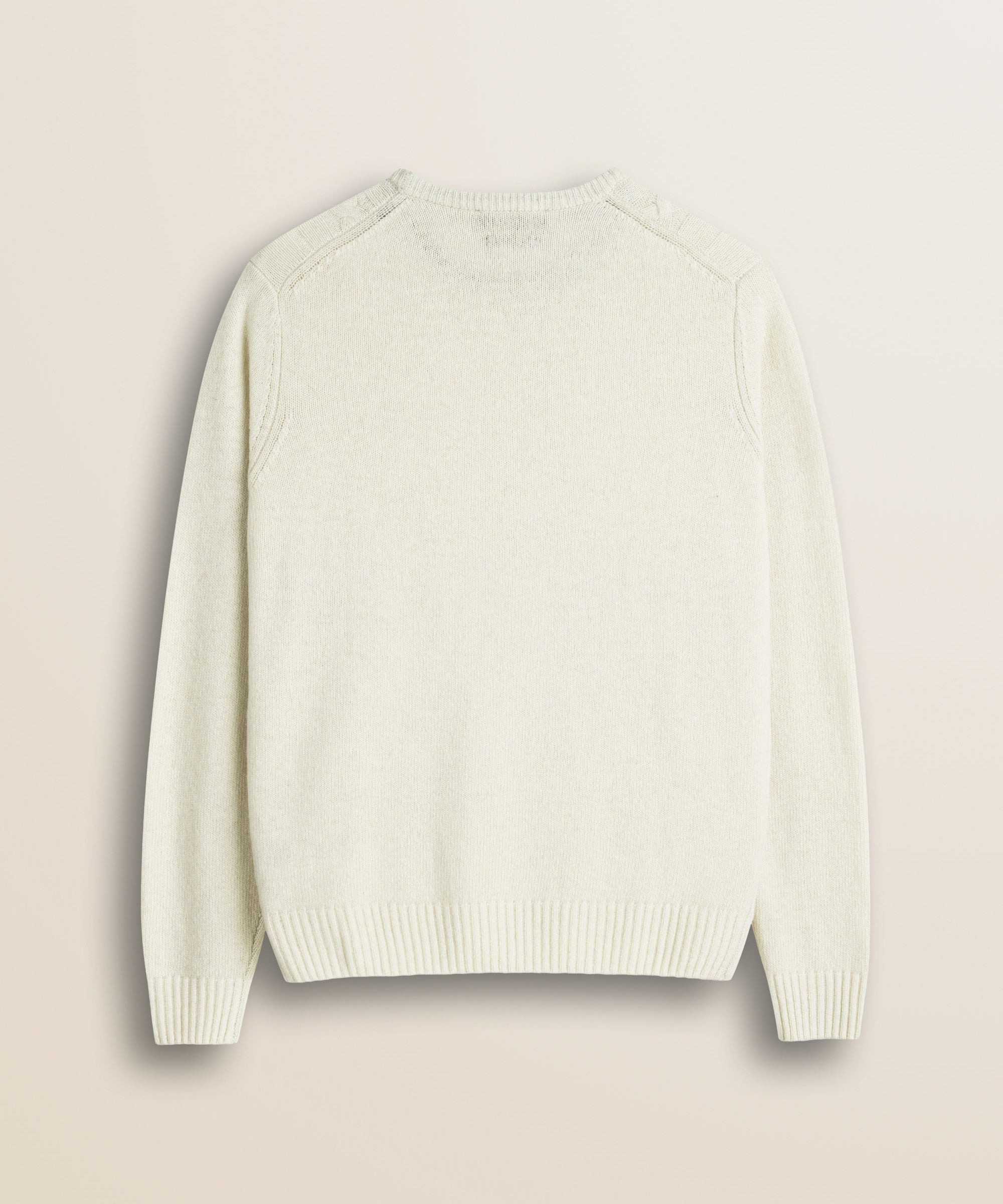 Maglione Girocollo a Trecce in Lambswool  retro - Gardenia