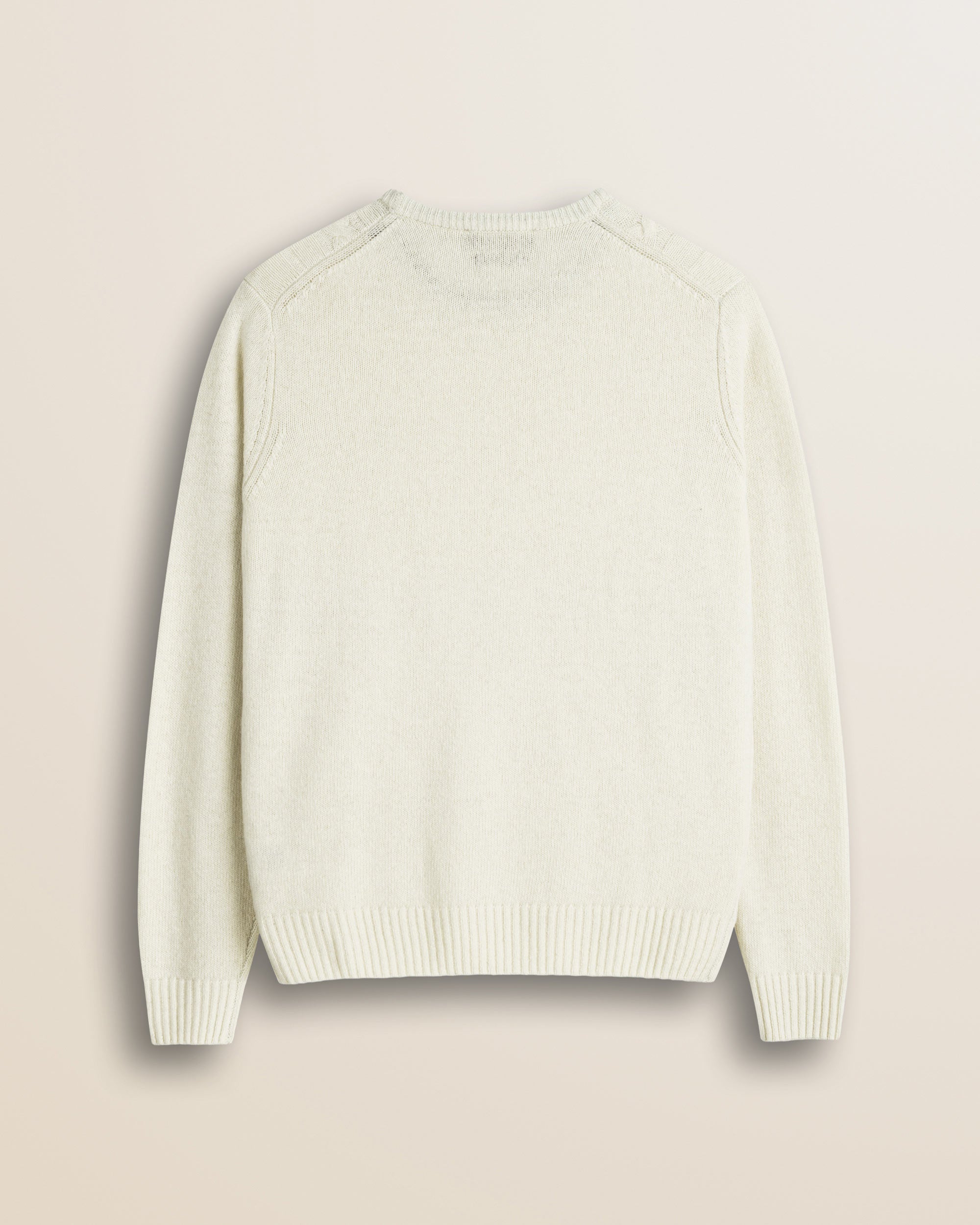 Maglione Girocollo a Trecce in Lambswool  retro - Gardenia