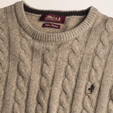 Maglione Girocollo a Trecce in Lambswool  dettaglio - Sand