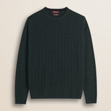 Maglione Girocollo a Trecce in Lambswool  fronte - Ponderosa Pine
