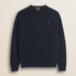 Maglione Girocollo a Trecce in Lambswool  fronte - Navy Blue
