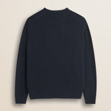 Maglione Girocollo a Trecce in Lambswool  retro - Navy Blue