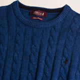 Maglione Girocollo a Trecce in Lambswool  dettaglio - Medium Blue