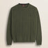 Maglione Girocollo a Trecce in Lambswool  fronte - Olive Night