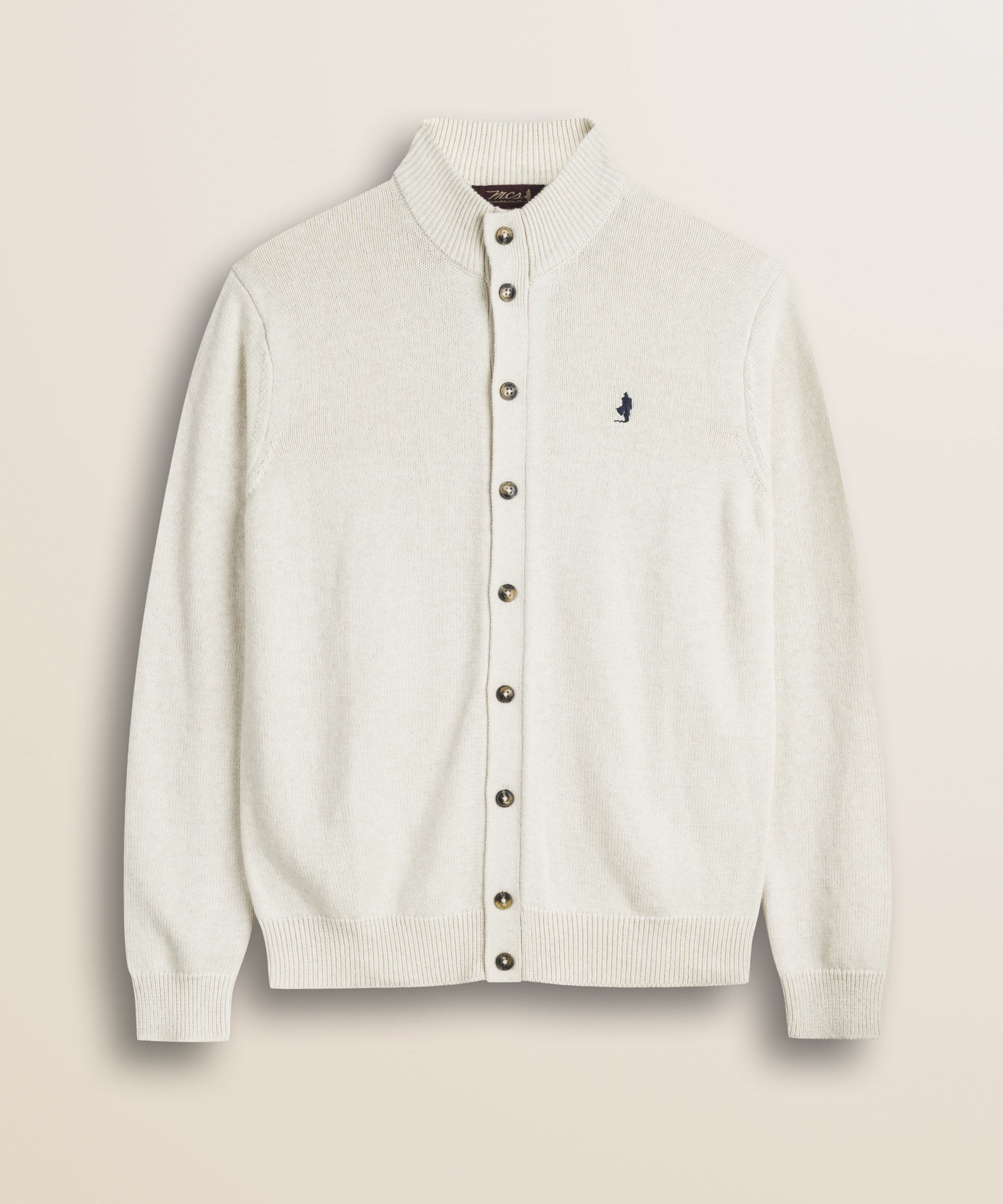 Cardigan in Cotone e Lana Collo in Piedi  fronte - Gardenia