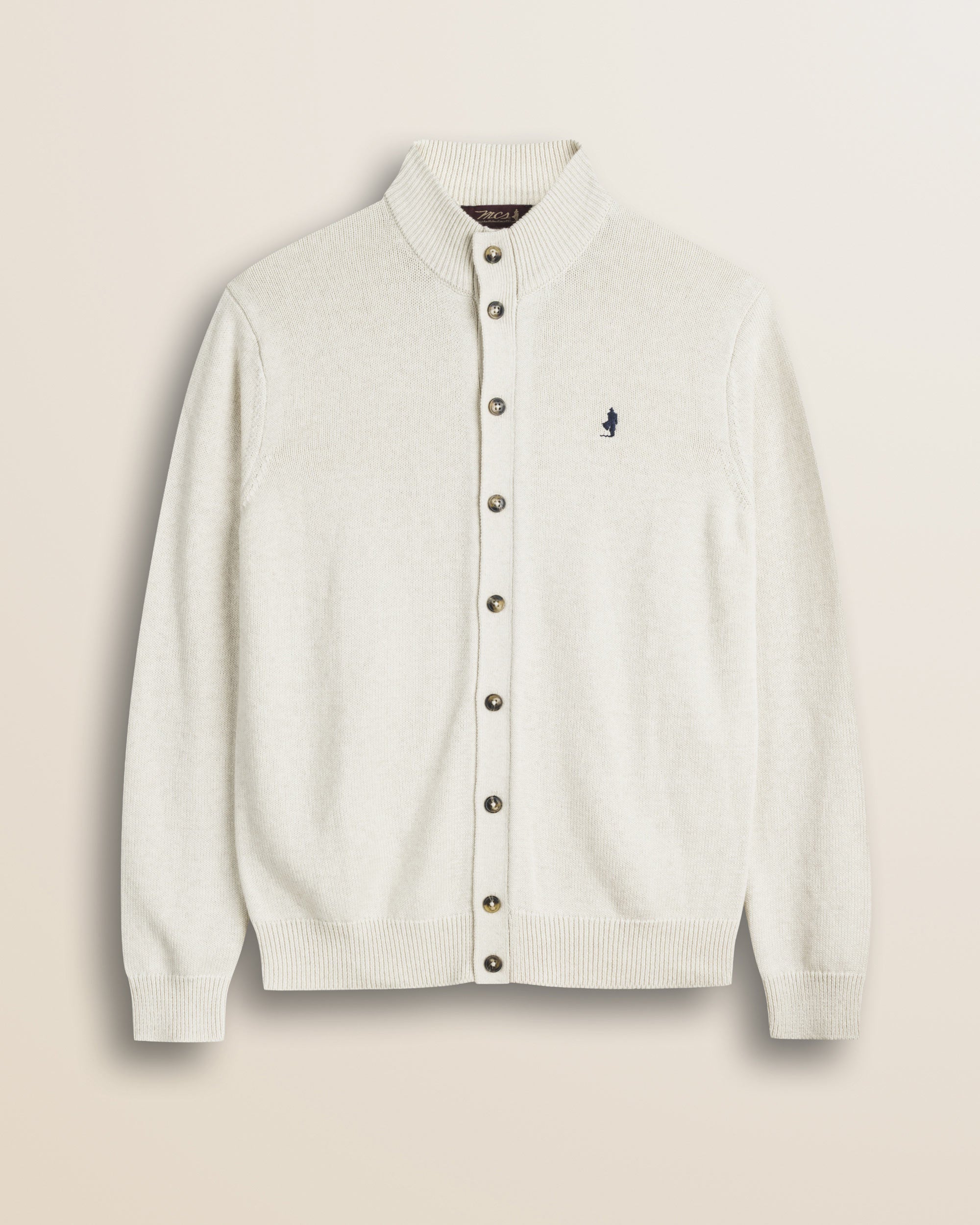 Cardigan in Cotone e Lana Collo in Piedi  fronte - Gardenia