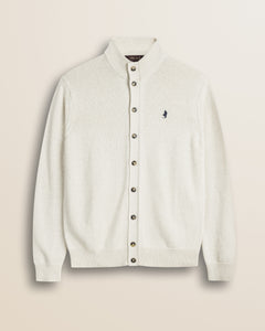 Cardigan in Cotone e Lana Collo in Piedi  fronte - Gardenia