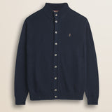 Cardigan in Cotone e Lana Collo in Piedi  fronte - Navy Blue