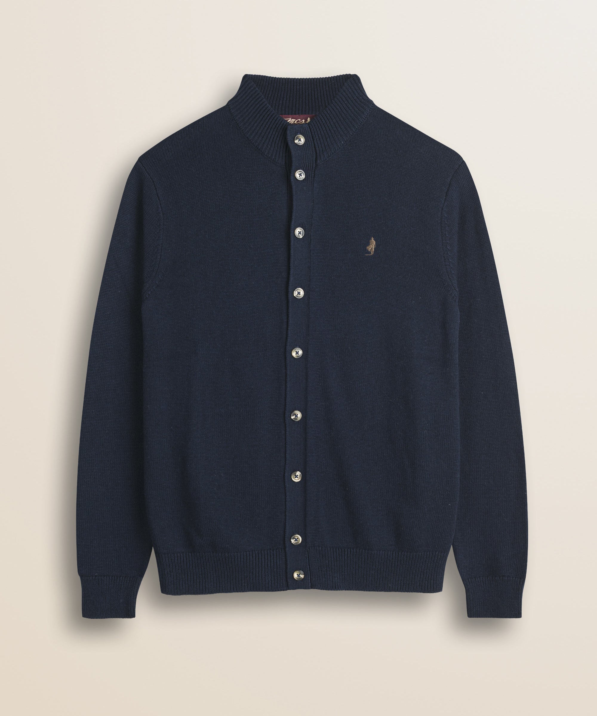 Cardigan in Cotone e Lana Collo in Piedi  fronte - Navy Blue