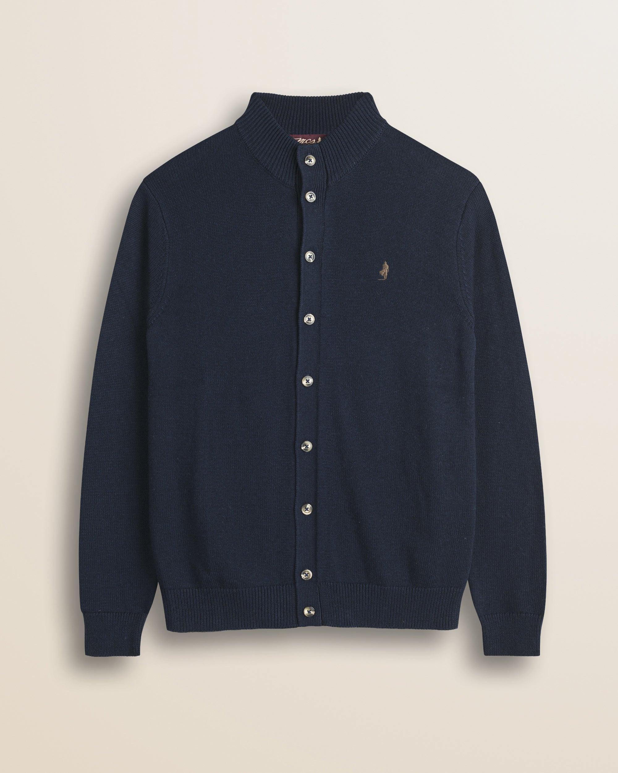 Cardigan in Cotone e Lana Collo in Piedi  fronte - Navy Blue