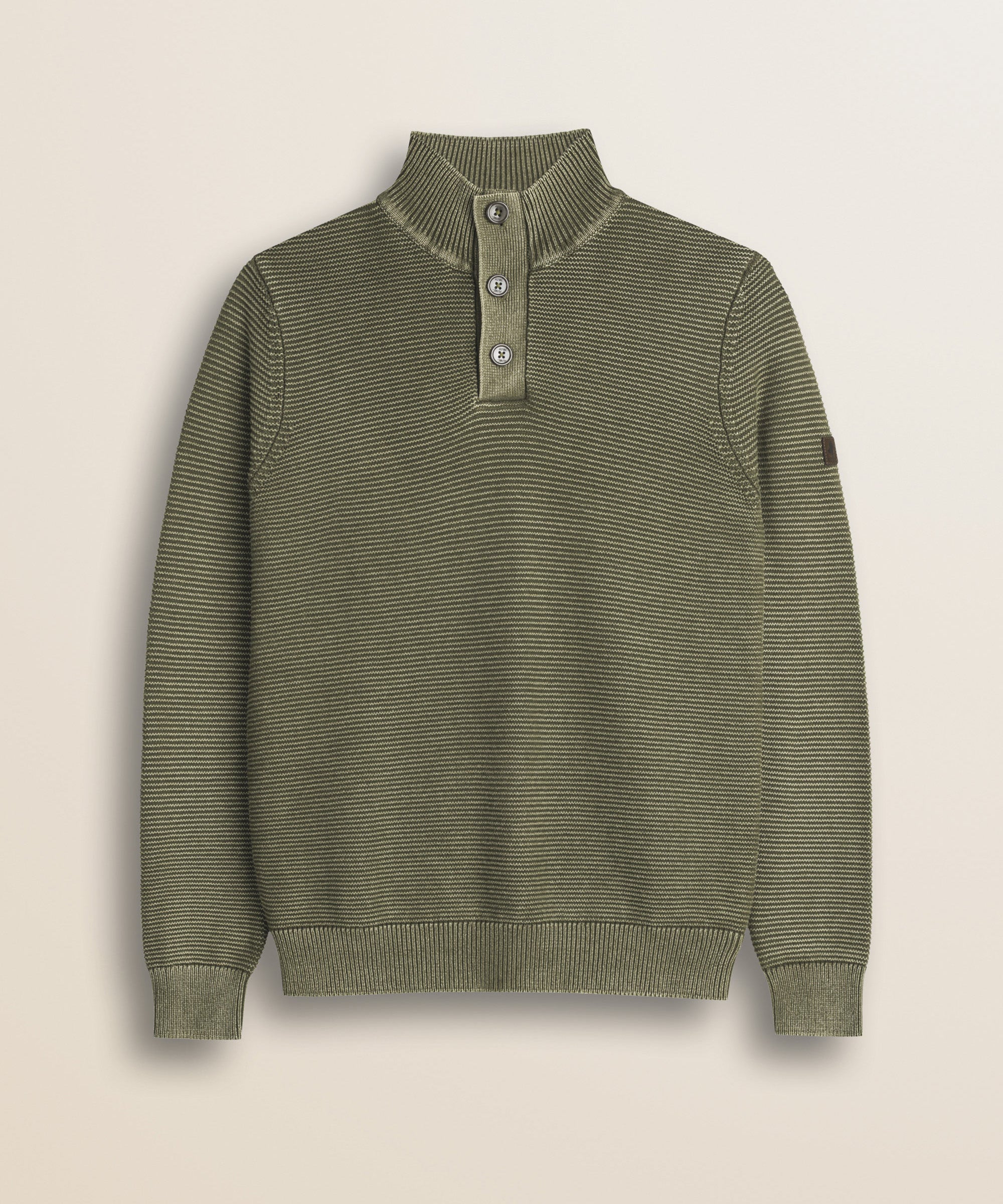 Maglione Camionneur a Costine Acid Wash fronte - Olive Night
