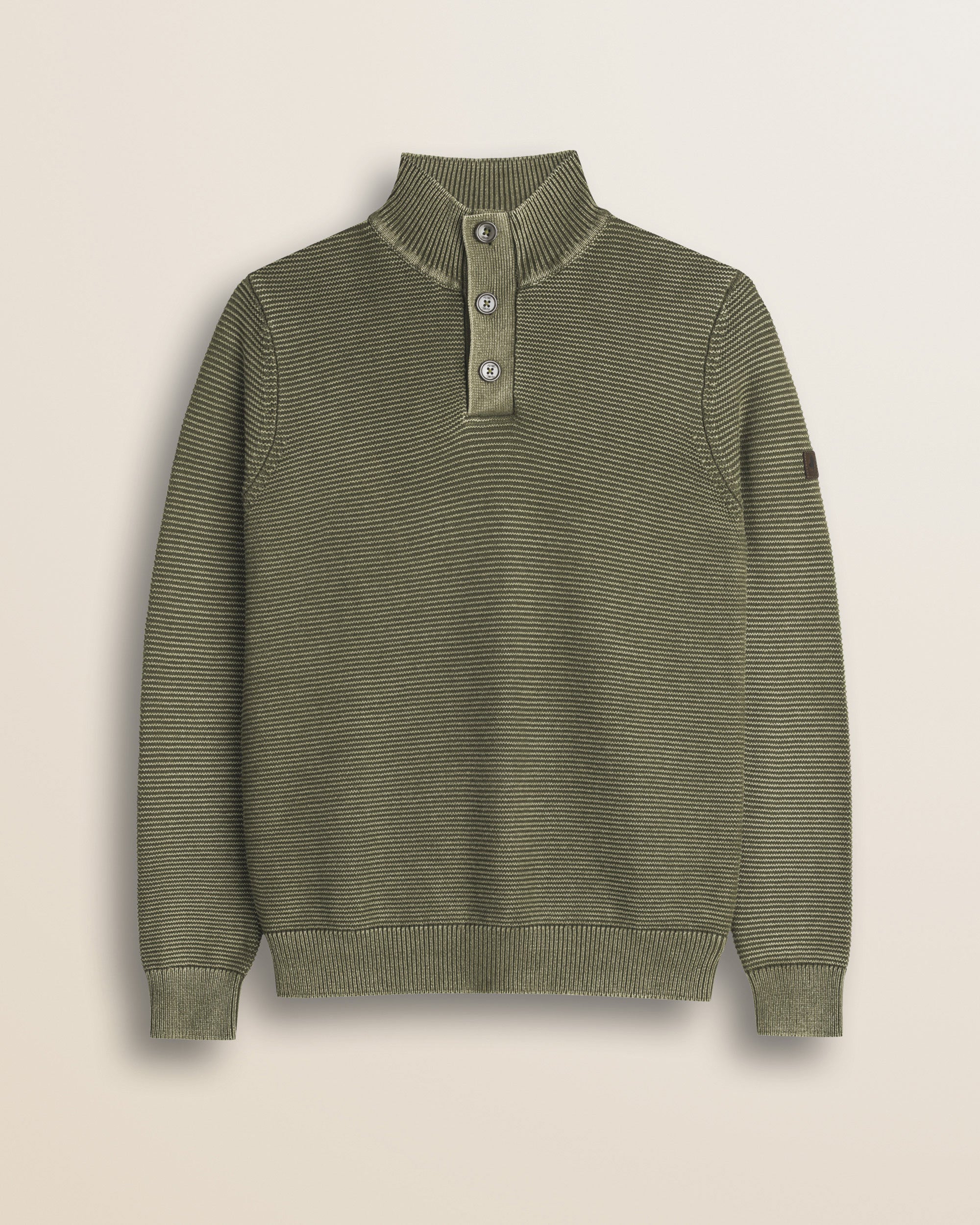Maglione Camionneur a Costine Acid Wash fronte - Olive Night