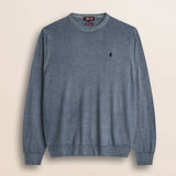 Maglia Girocollo in Pura Lana Merino  fronte - Light Navy