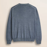 Maglia Girocollo in Pura Lana Merino  retro - Light Navy