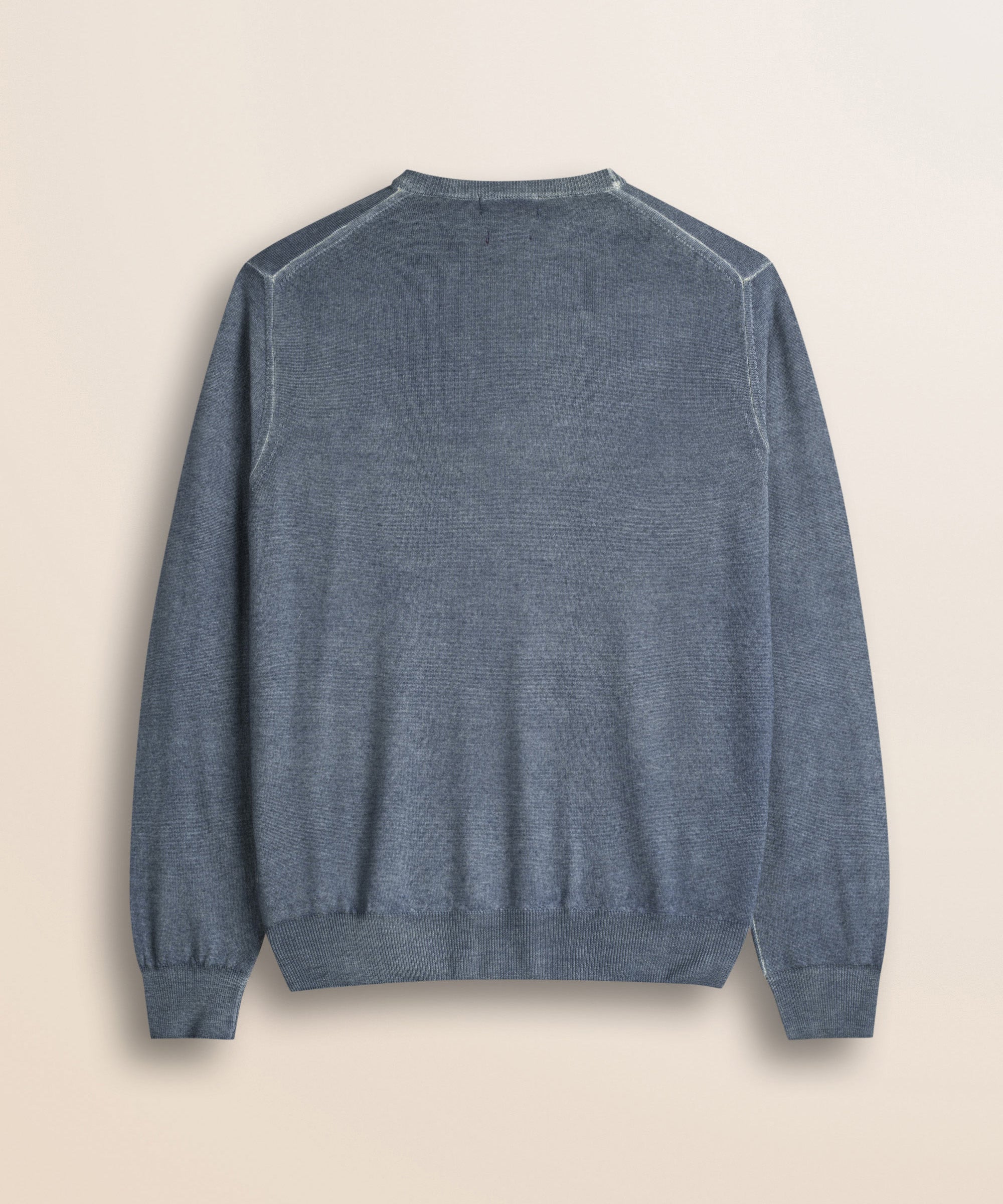Maglia Girocollo in Pura Lana Merino  retro - Light Navy