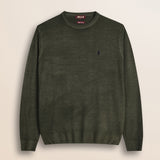 Maglia Girocollo in Pura Lana Merino  fronte - Olive Night