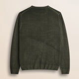 Maglia Girocollo in Pura Lana Merino  retro - Olive Night