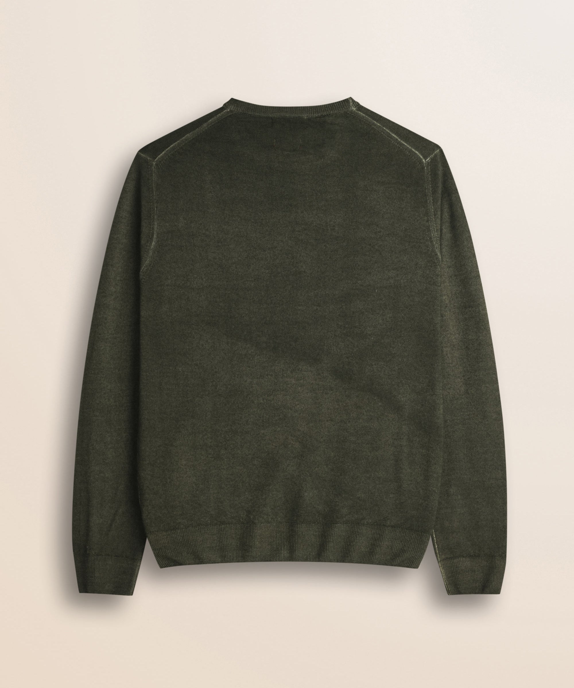 Maglia Girocollo in Pura Lana Merino  retro - Olive Night