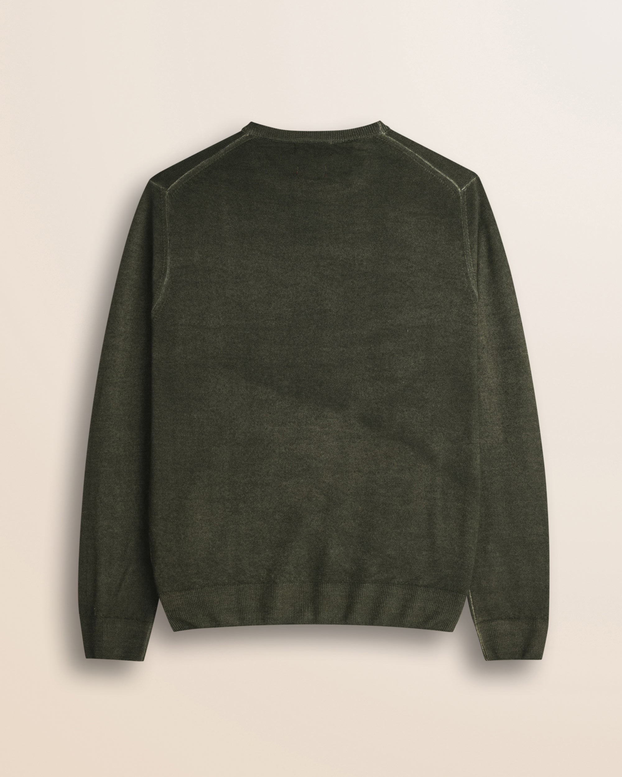 Maglia Girocollo in Pura Lana Merino  retro - Olive Night