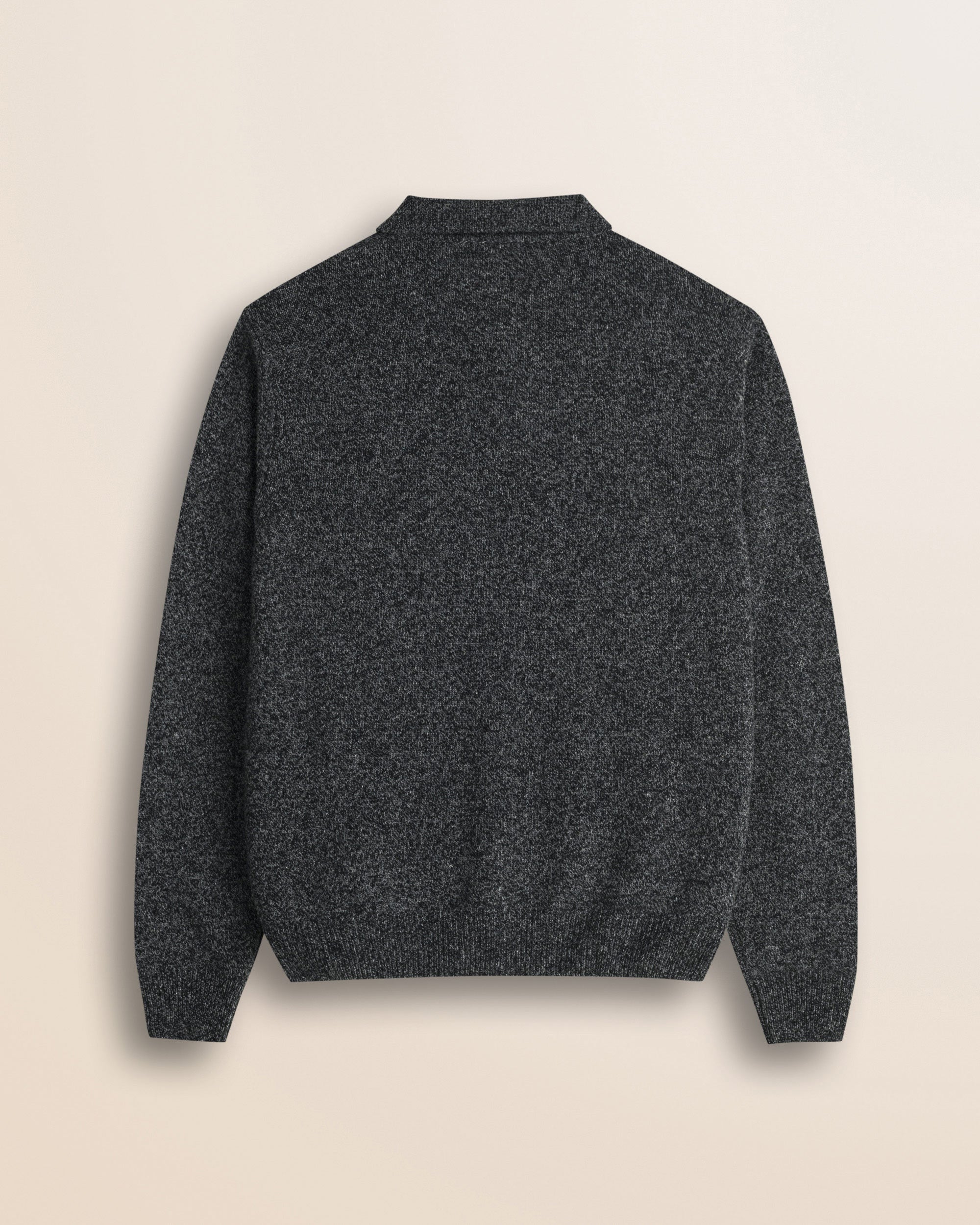 Maglione Polo in Lambswool Mouliné  retro - Charcol