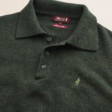 Maglione Polo in Lambswool Mouliné  dettaglio - Olive Night